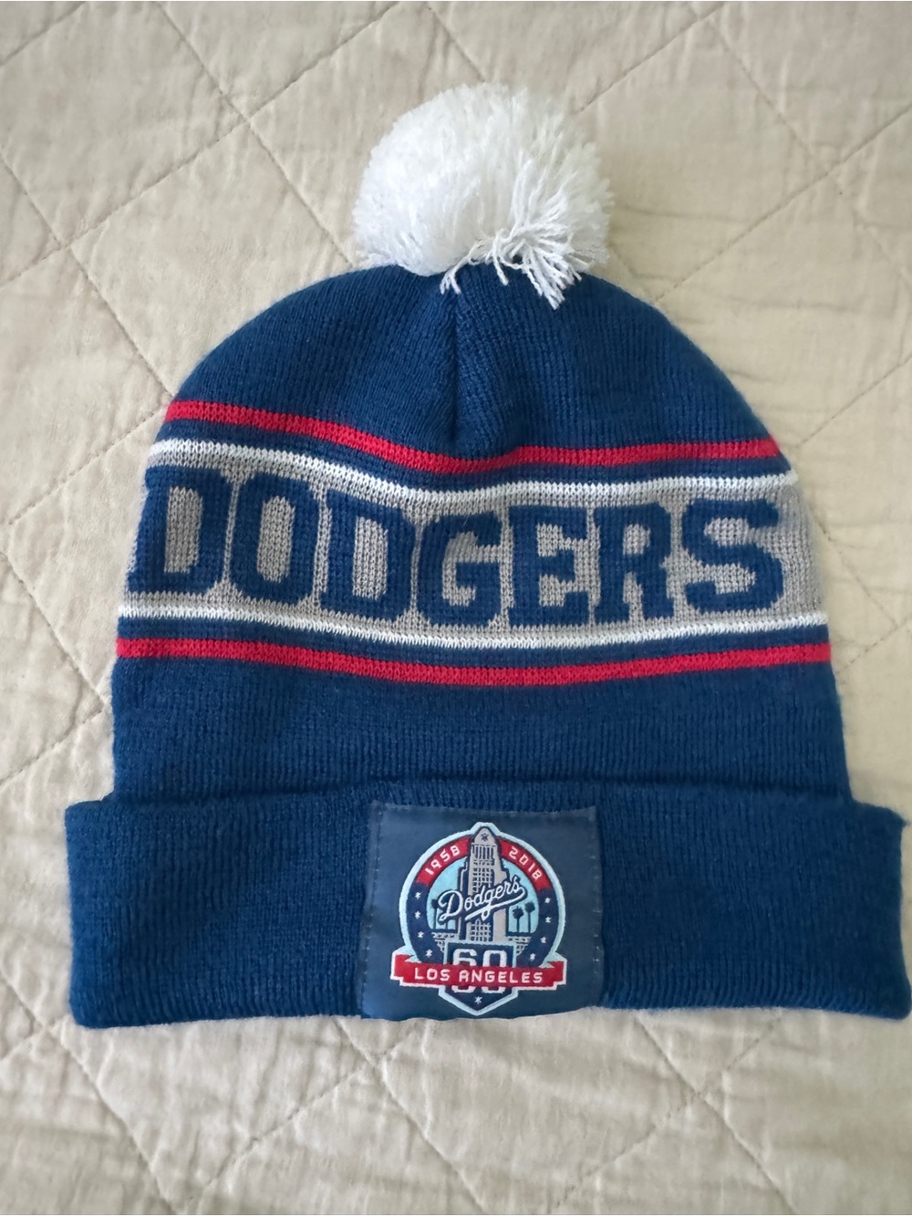 Los Angeles Dodgers Knit Pom Beanie - Blue, White, Red